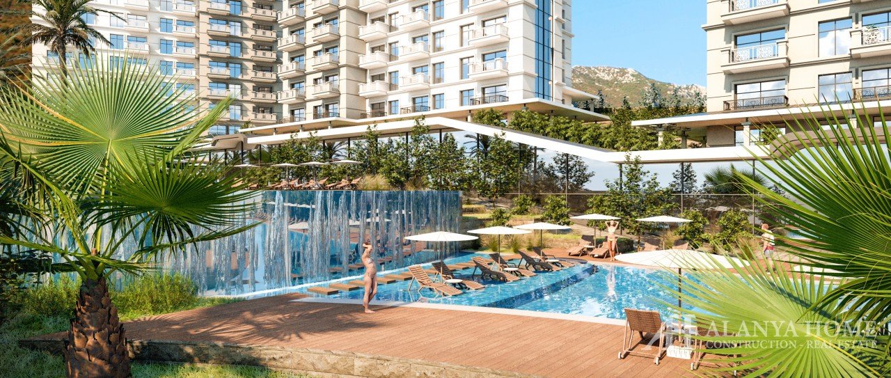 Mahmutlar Alanya Turska namješten, jednosoban stan, građevinska firma, pogled na more, nekretnina ku