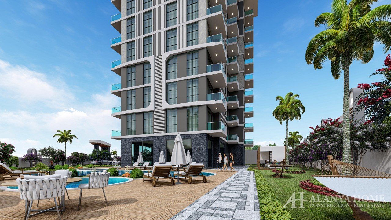 Махмутлар Алания Анталия Түркияда теңіз көрінісі бар теңіздің жанында құрылыс салушы компаниясынан р