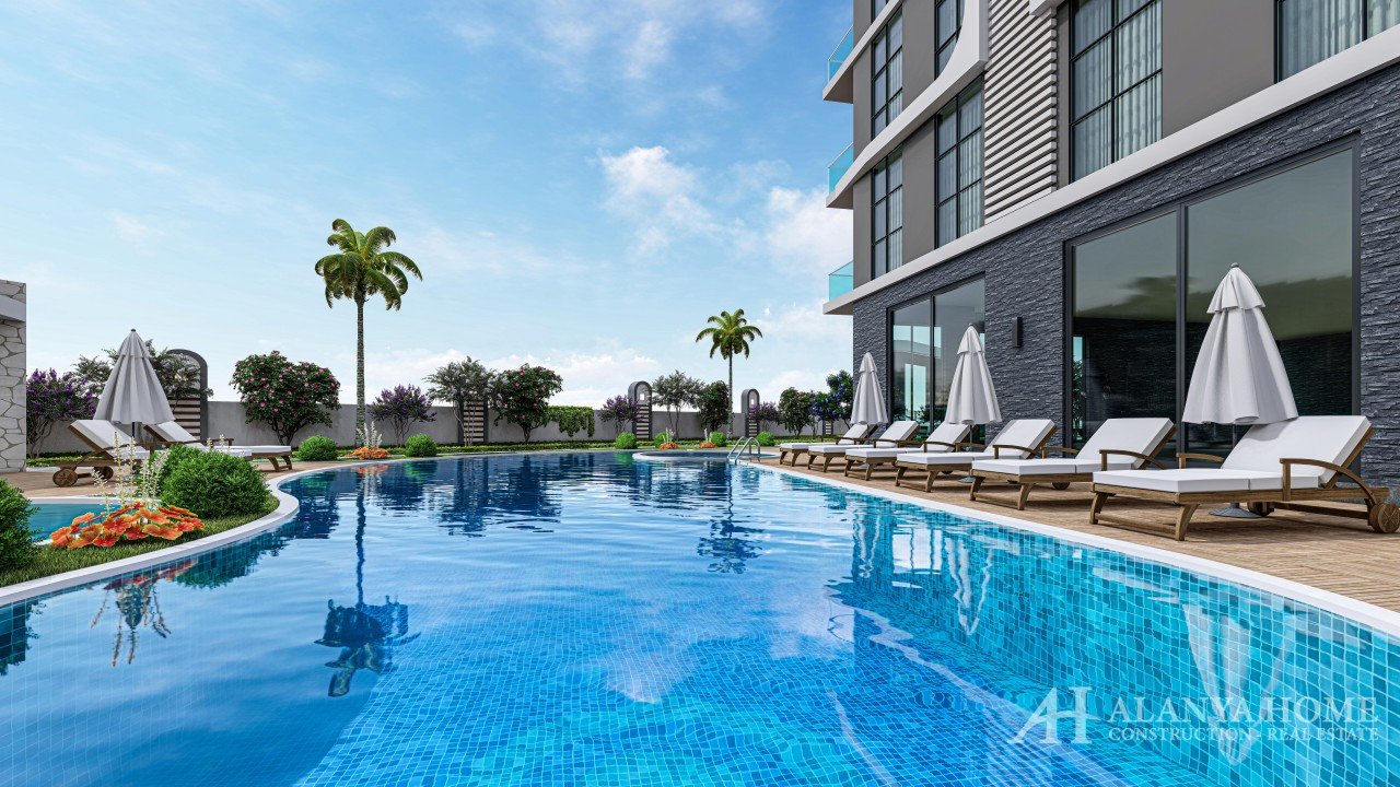 Mahmutlar Alanya Turquie meublé, un appartement de deux chambres, entreprise de construction, vue me