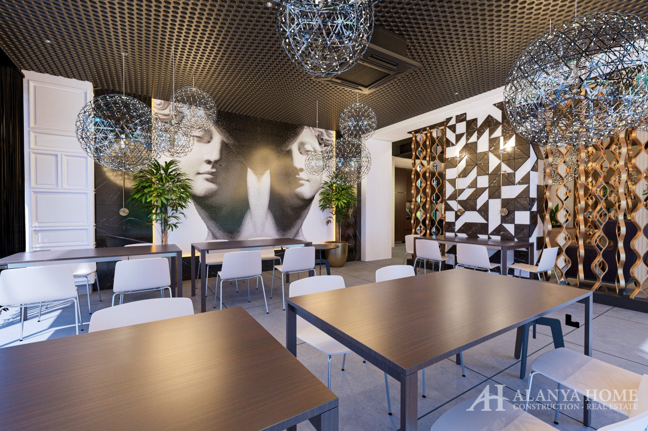 Фото купить продать недорогую квартиру недвижимость в доме жилом комплексе с кафе ресторанами Алания