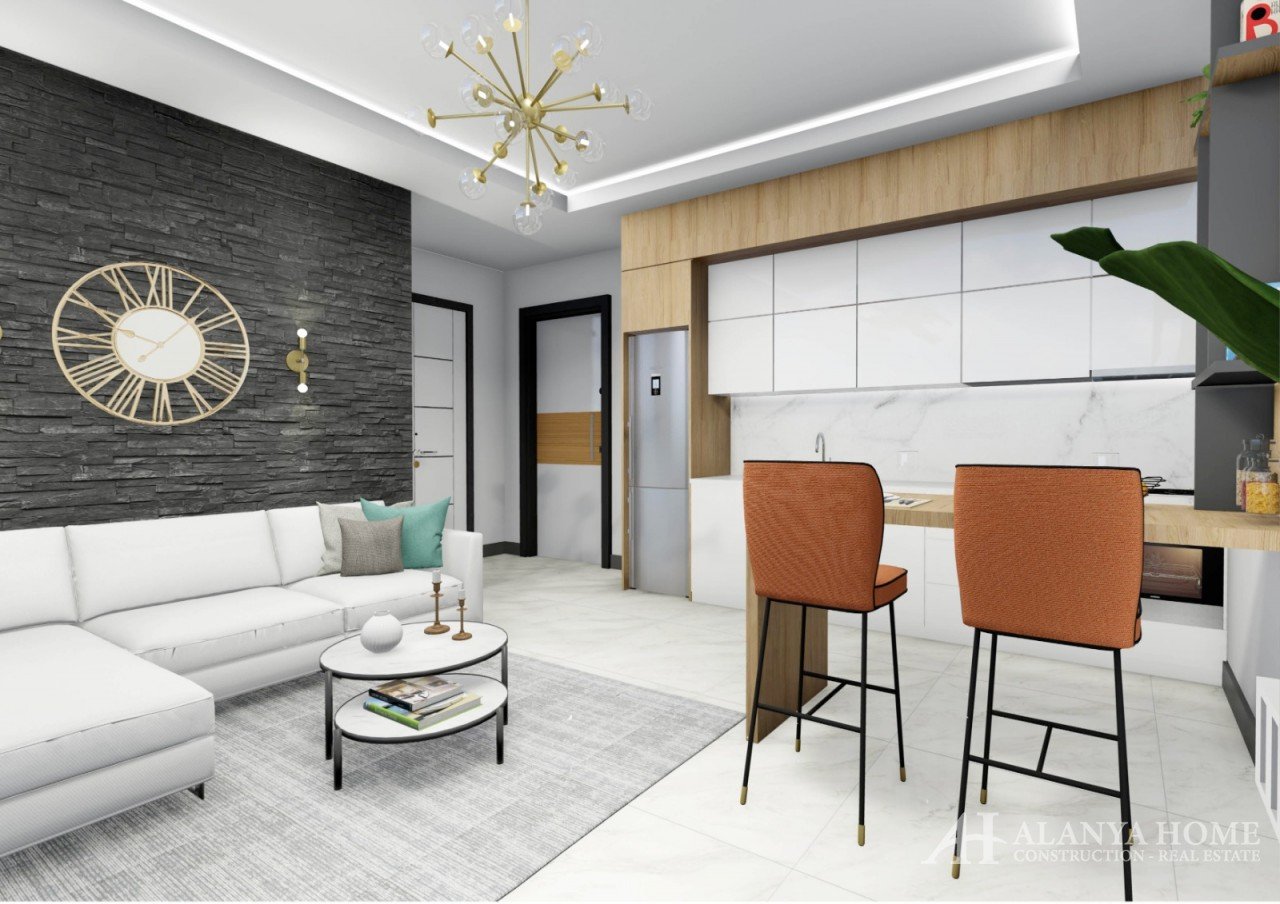 Фото покупка продажа недорогая двухкомнатная квартира 1+1 c просторной кухней Алания Хоум Анталия Ту
