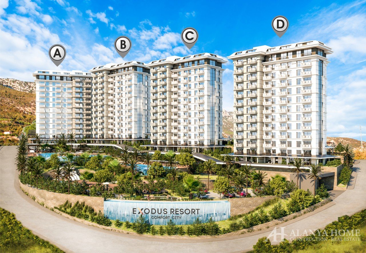 Exodus Resort Comfort City Mahmutlar Alanya Turkey Purchase sale property, furnished, one and two be