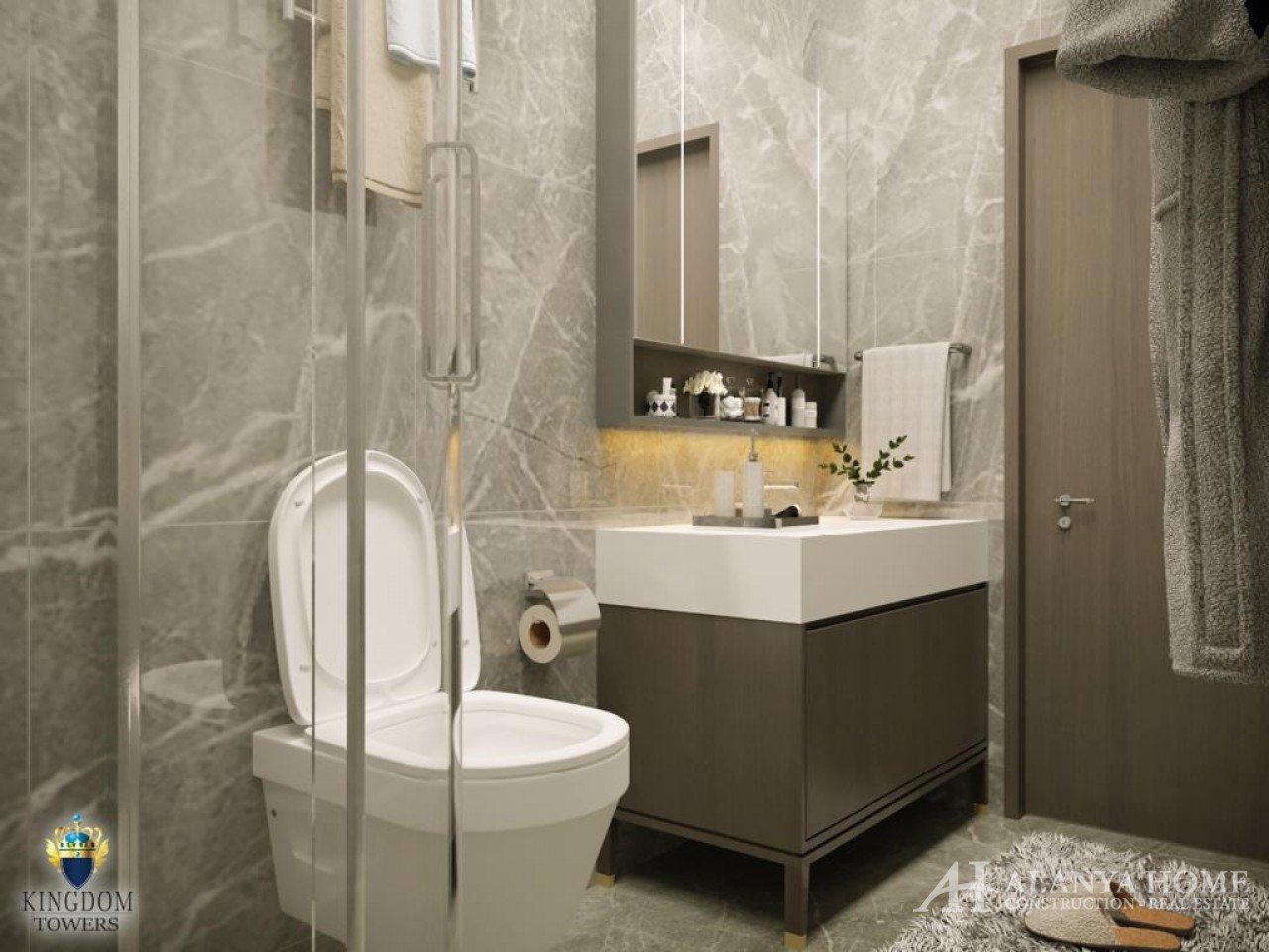 Фото покупка продажа недорогая двухкомнатная квартира 1+1 c большой ванной комнаты туалета Алания Хо