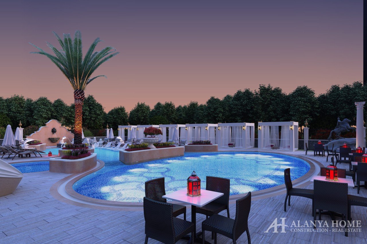 Mahmutlar Alanya Turska namješten, jednosoban stan, građevinska firma, pogled na more, nekretnina ku