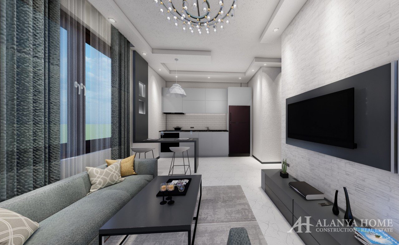 Фото покупка продажа недорогая двухкомнатная квартира 1+1 c видом на море Алания Хоум Анталия Турция