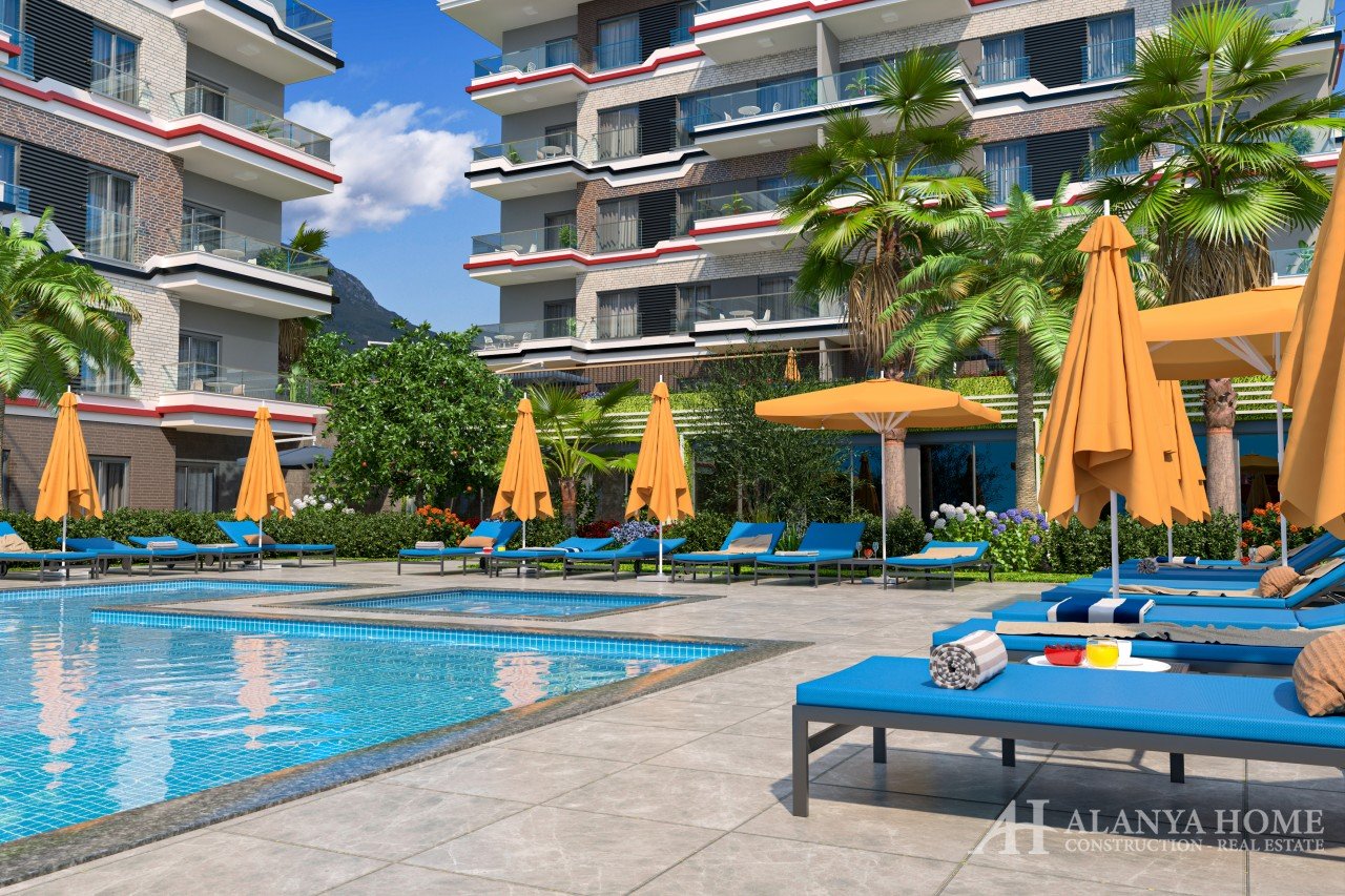 صوفيا بارك كارجيجاك ألانيا أنطاليا تركيا شراء بيع شقة مؤثثة بغرفة نوم واحدة في مخطط تقسيط مشروع جديد