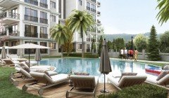 Triumph Residence Center Alanya Antalya Türkiye satın alma satılık eşyalı tek yatak odalı daire yeni