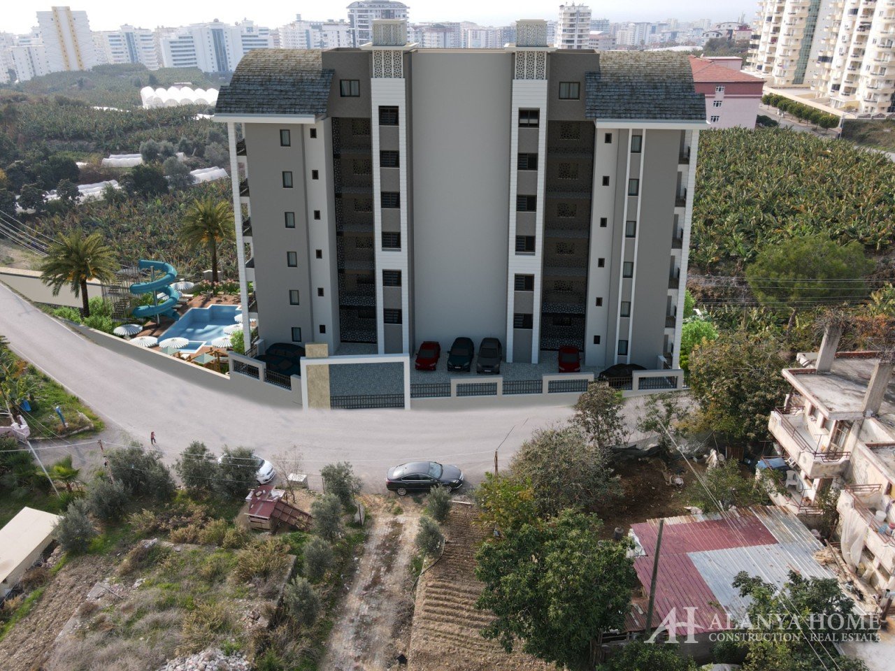 Mahmutlar Alanya Turquie meublé, un appartement de deux chambres, entreprise de construction, vue me