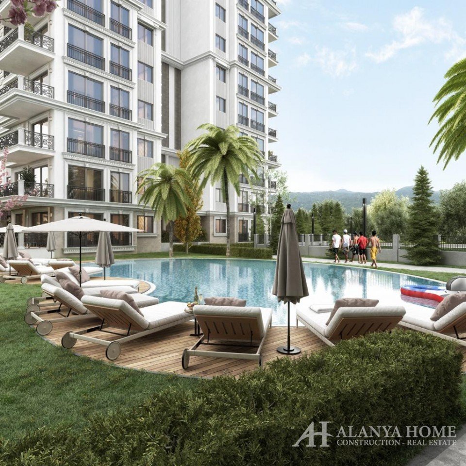 Triumph Residence Center Alanya Antalya Türkiye satın alma satılık eşyalı tek yatak odalı daire yeni