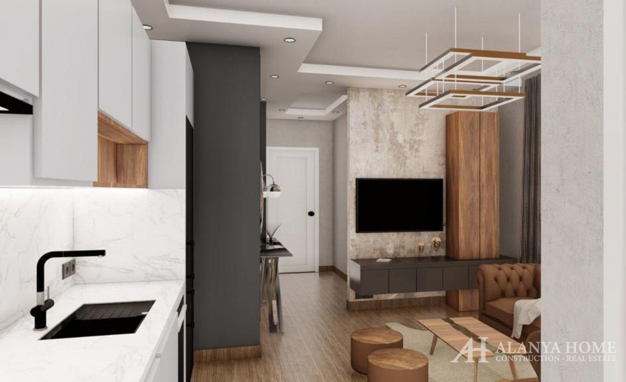 Фото покупка продажа недорогая двухкомнатная квартира 1+1 c просторной кухней Алания Хоум Анталия Ту