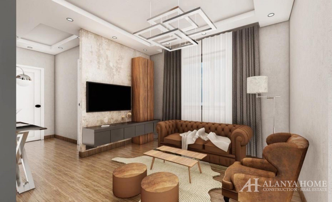 Фото покупка продажа недорогая двухкомнатная квартира 1+1 c просторной гостиной Алания Хоум Анталия 