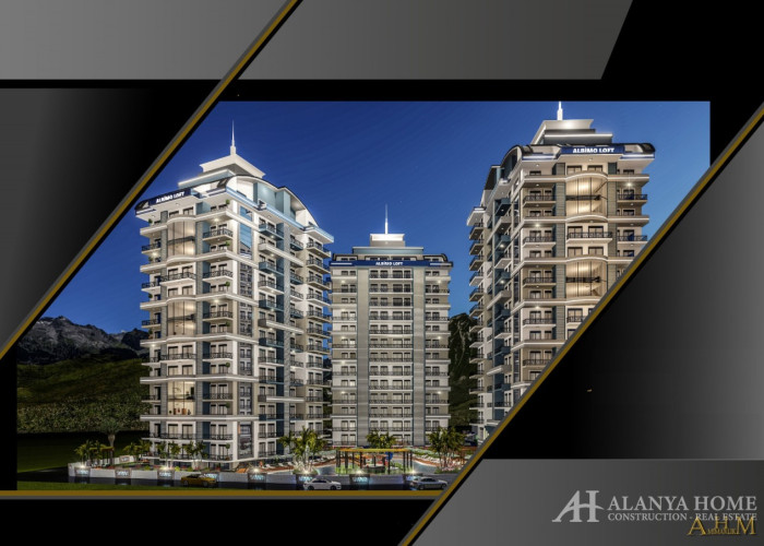 AHM-Albimo Mahmutlar Alanya Antalya Türkiye satın alma satılık mobilyalı tek yatak odalı daire yeni 