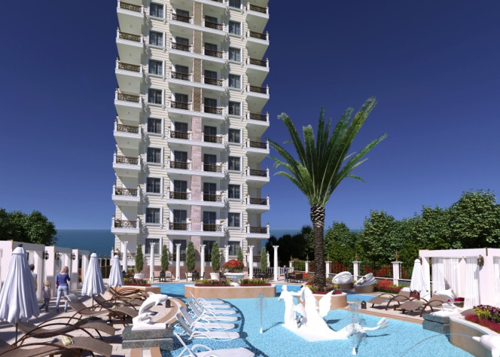 Yenisey Mahmutlar Alanya Antalya Türkiye satın alma satılık eşyalı tek yatak odalı daire yeni bir pr