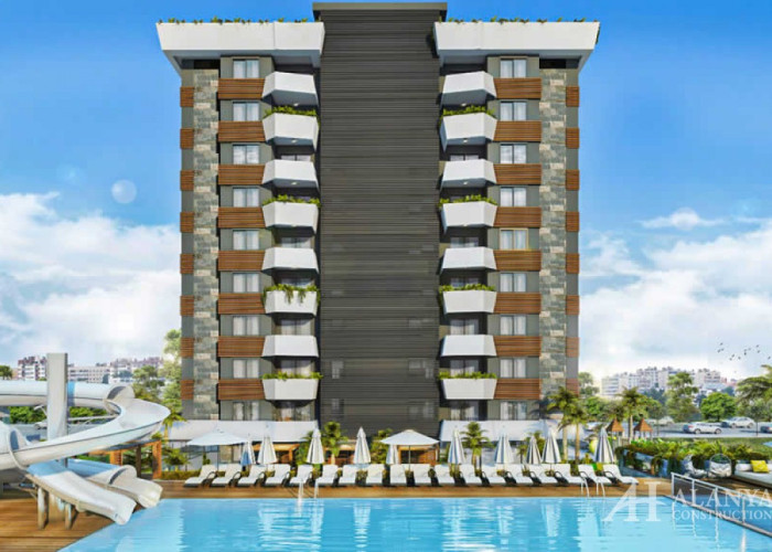 White Sail Mahmutlar Alanya Antalya Türkiye satın alma satılık eşyalı tek yatak odalı daire yeni bir