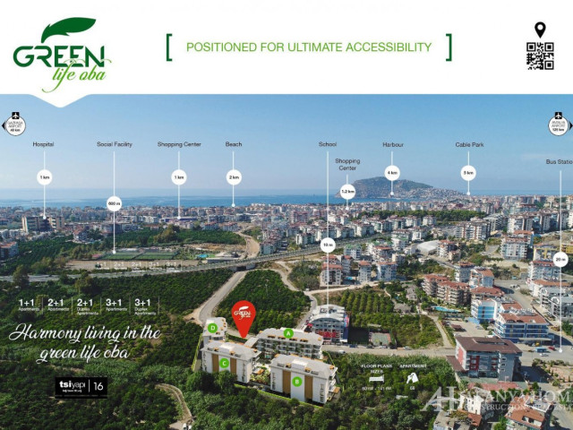 Yapi Green Life Оба Алания Анталия Түркияда теңіз көрінісі бар теңіздің жанында құрылыс салушы компа